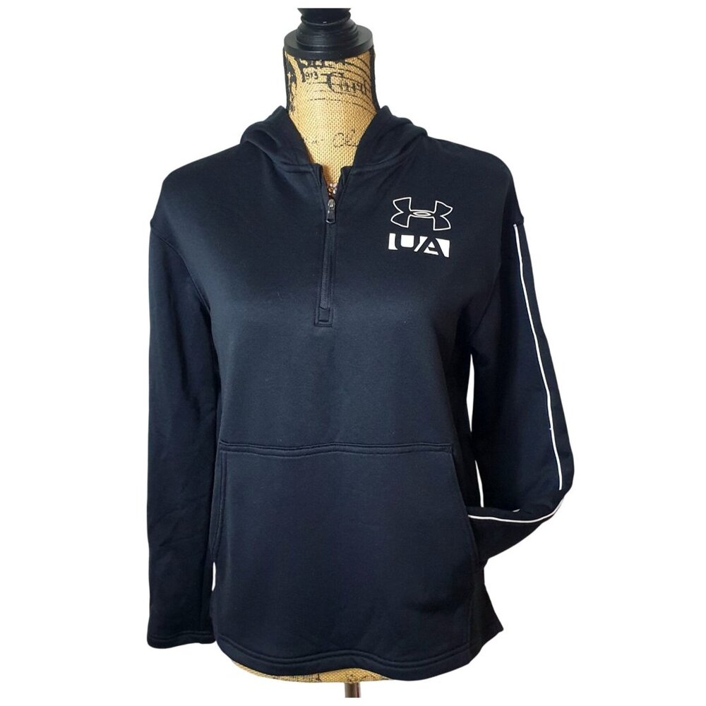 Under Armour Girls XL Black 1/2 Zip Pullover UA Logo Sporty Sportswear Loose